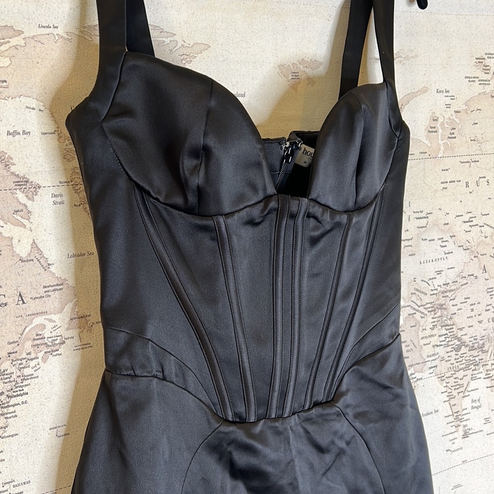 HOUSE OF CB 'Fiorella' Black Satin Corset Midi Dress NWOT - Picture 10 of 12